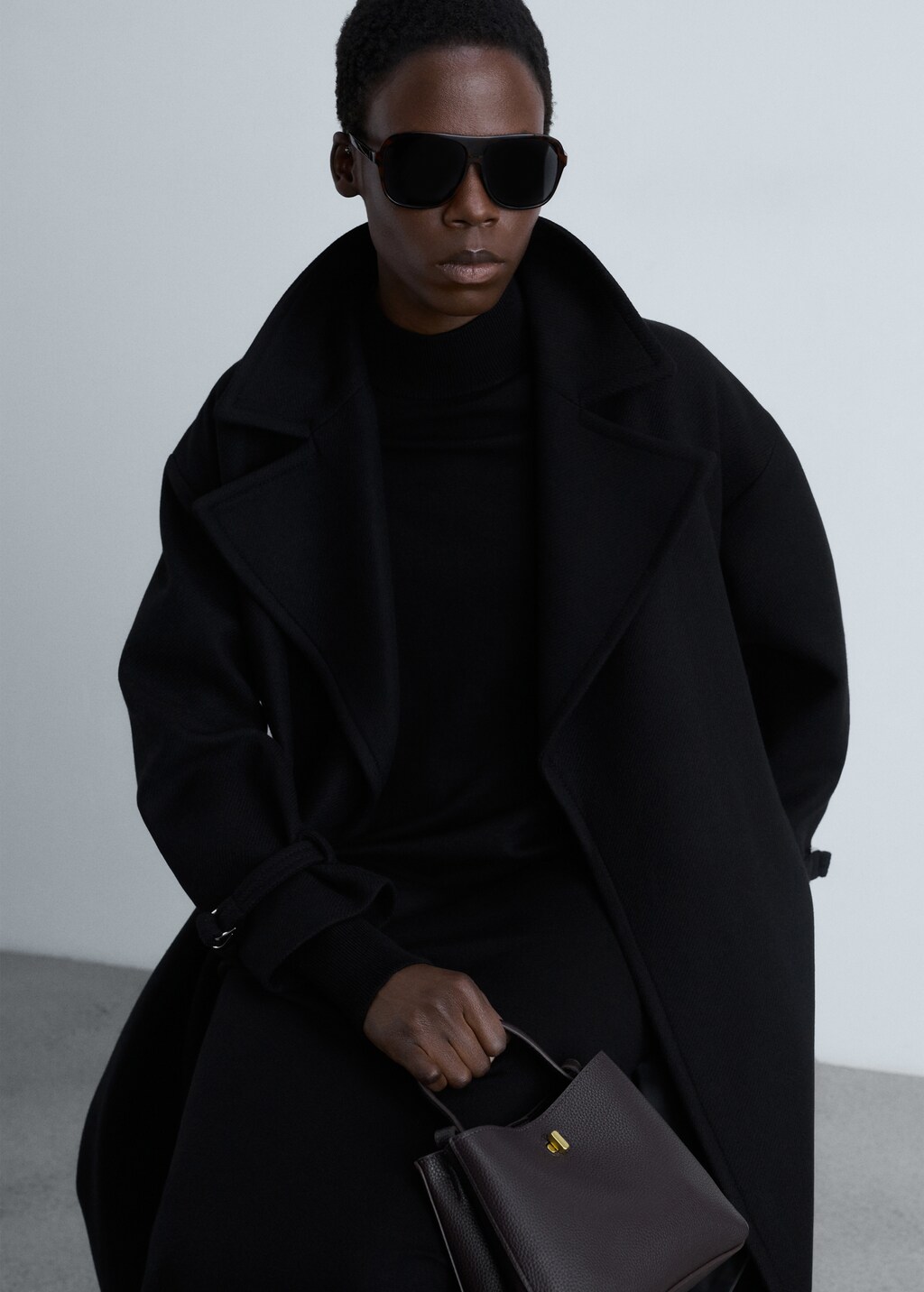 Perkins-neck knitted dress - Khaki