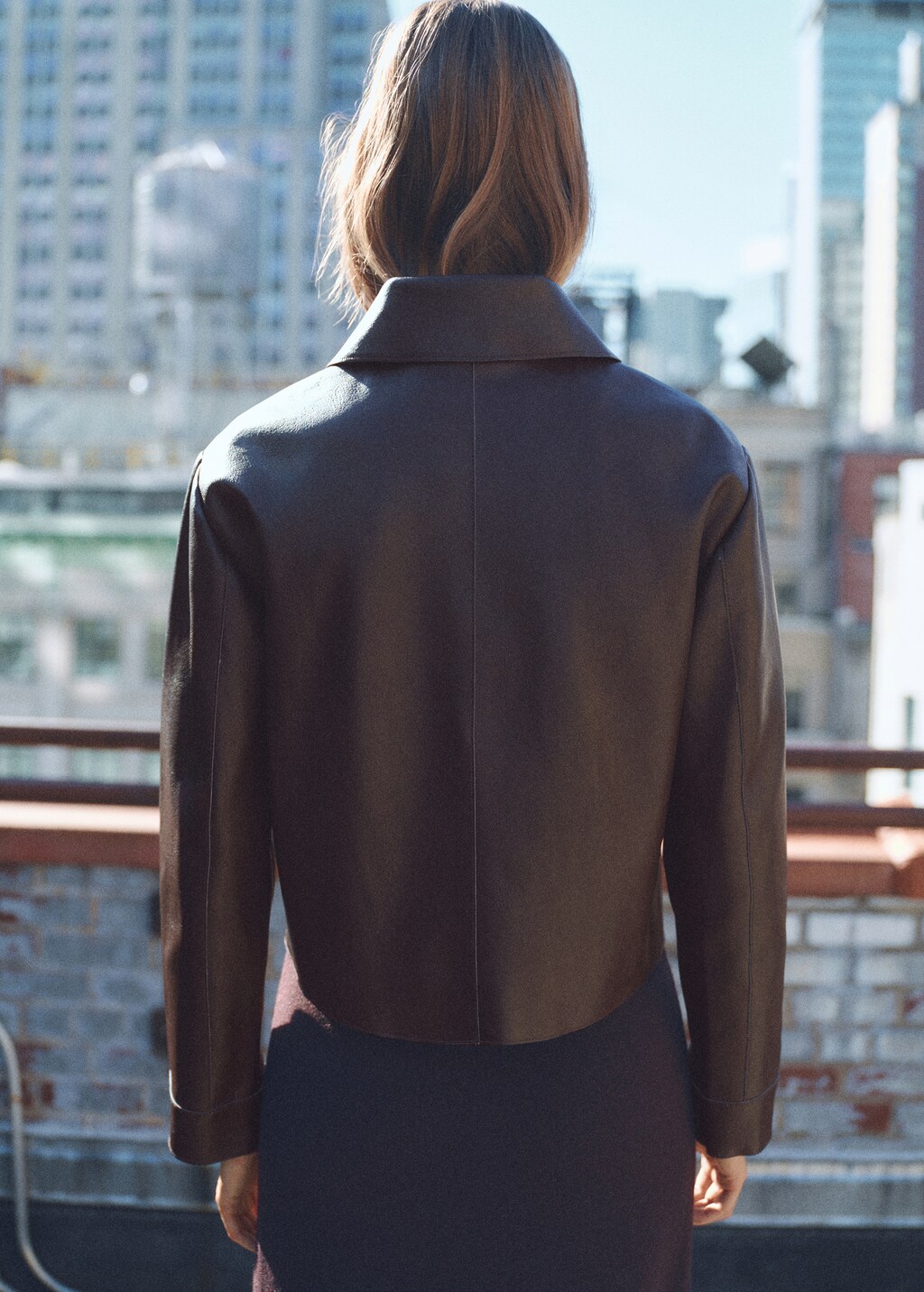 Leather-effect jacket with pockets - Black