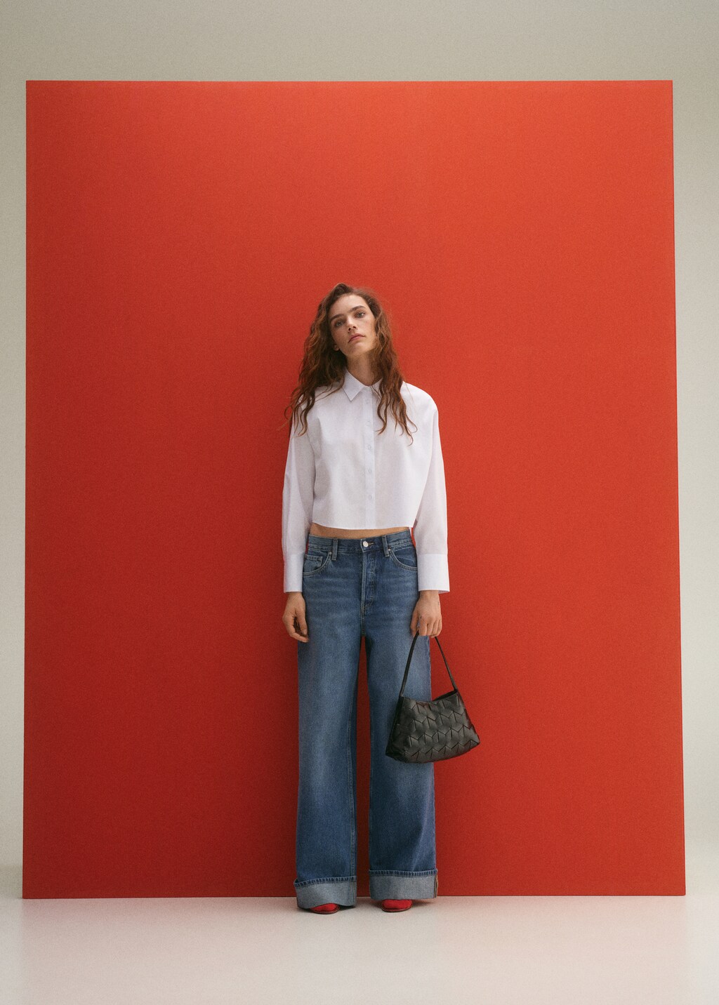 Striped cropped shirt - Red