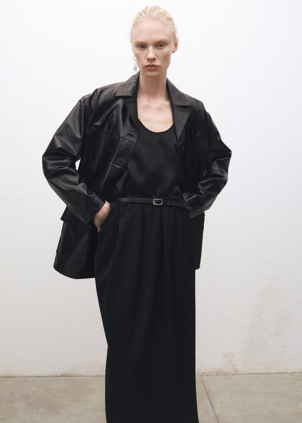 Silk top with straps - Black