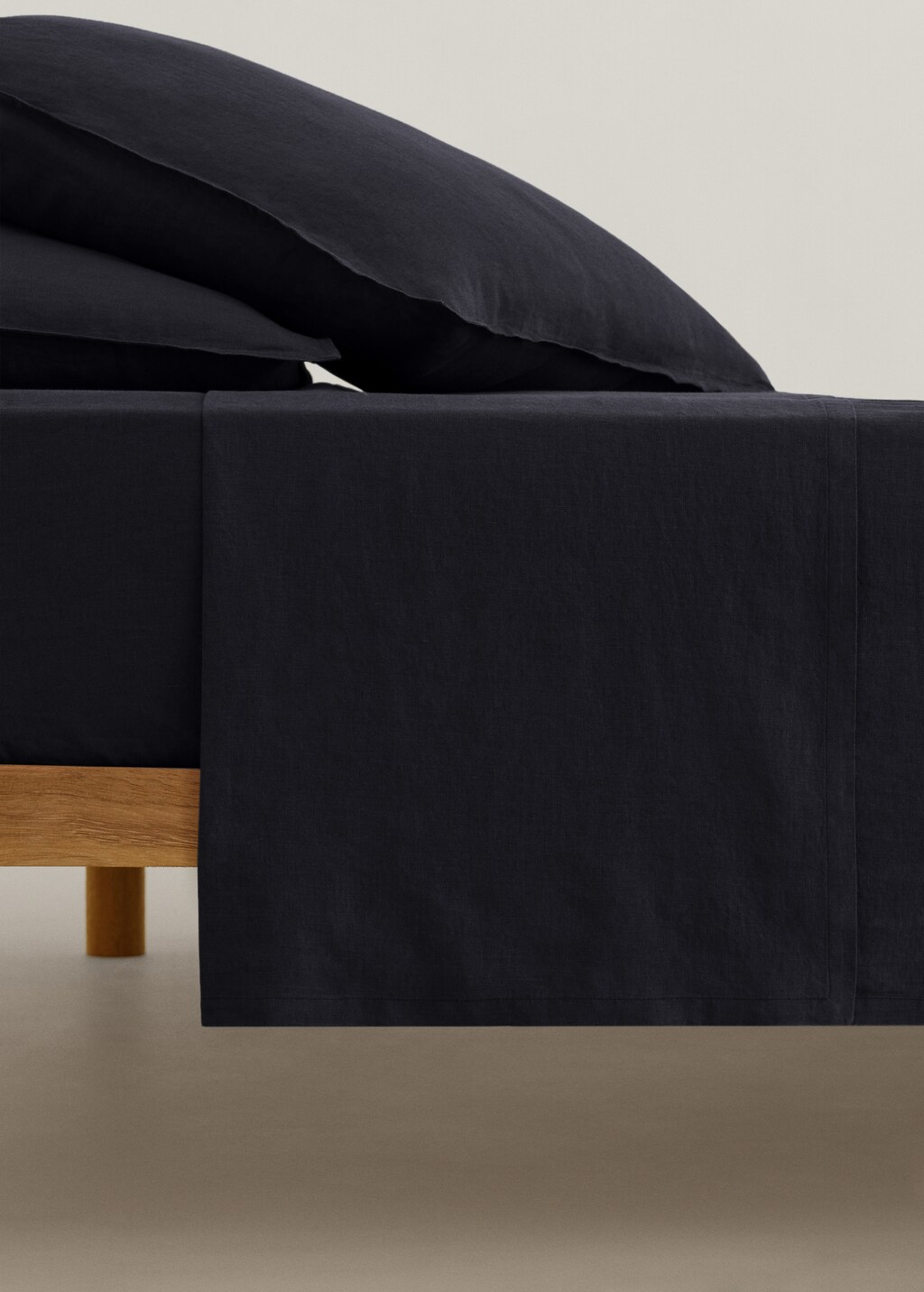 100% linen flat sheet Single bed - Dark Navy