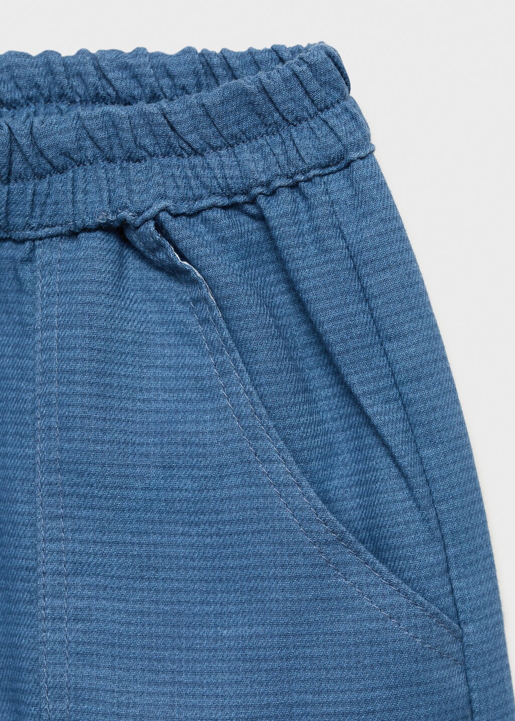 Textured cotton trousers - Blue