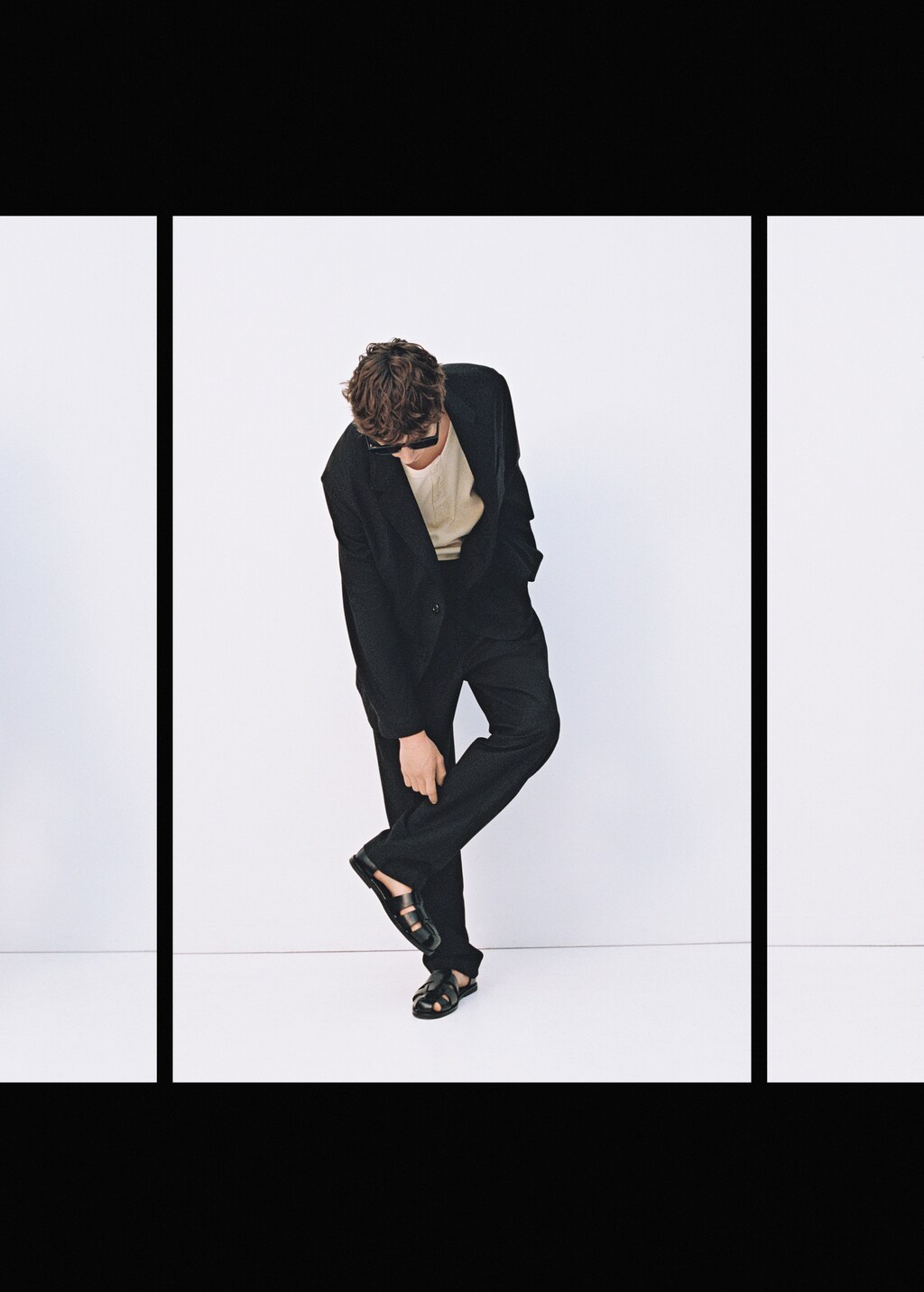 Relaxed-fit suit trousers with pleats - Black