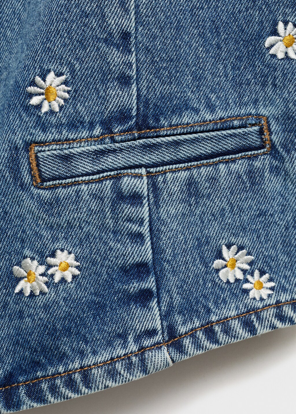 Flower-embroidered cropped waistcoat - Medium Blue