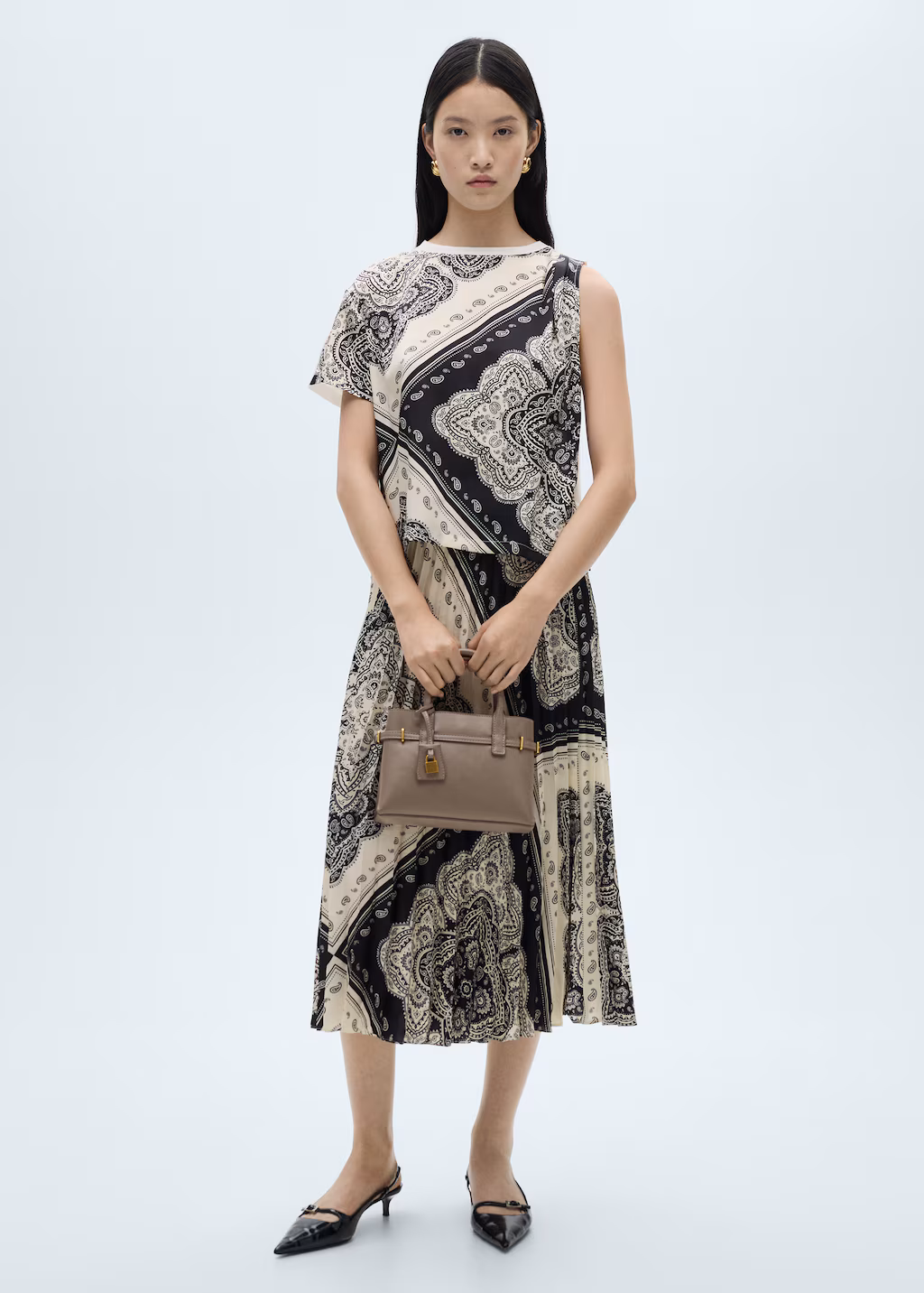 Paisley-print pleated skirt - Blue