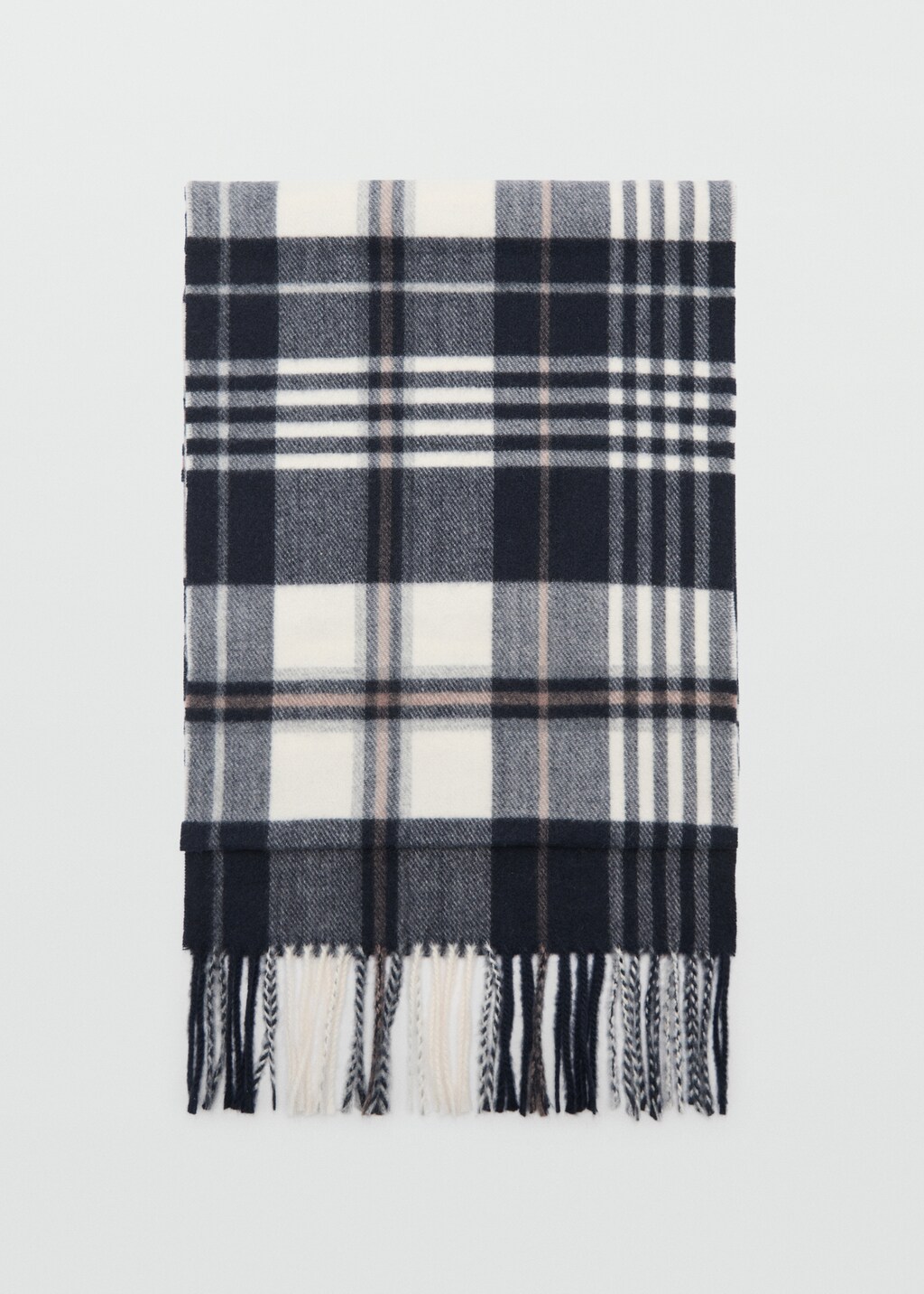 Check fringed scarf - Grey