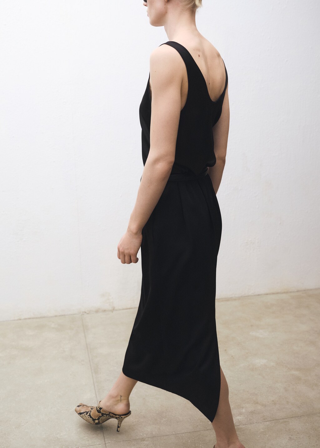 Straight gathered skirt - Black