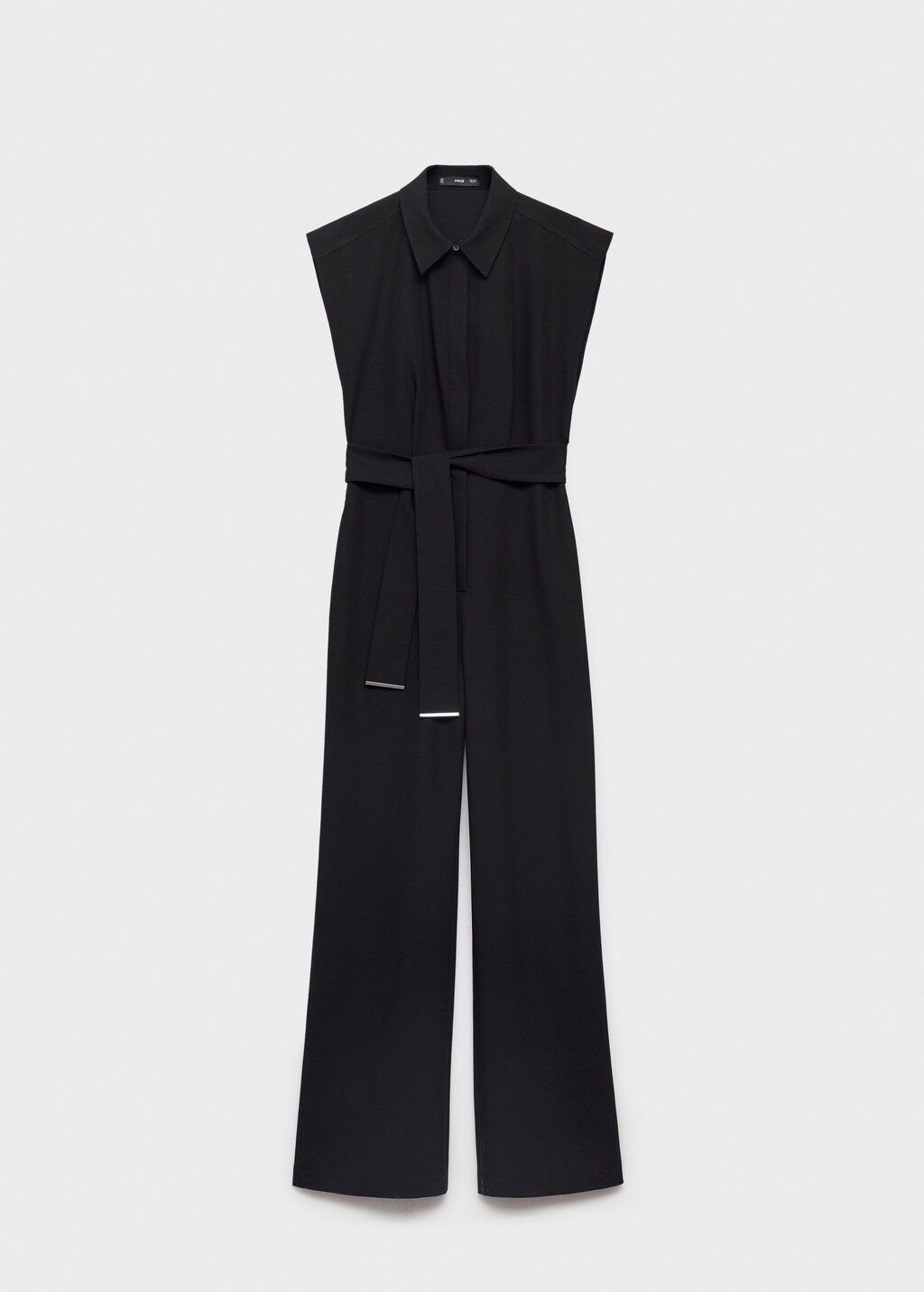 Straight-fit jumpsuit with belt - Black
