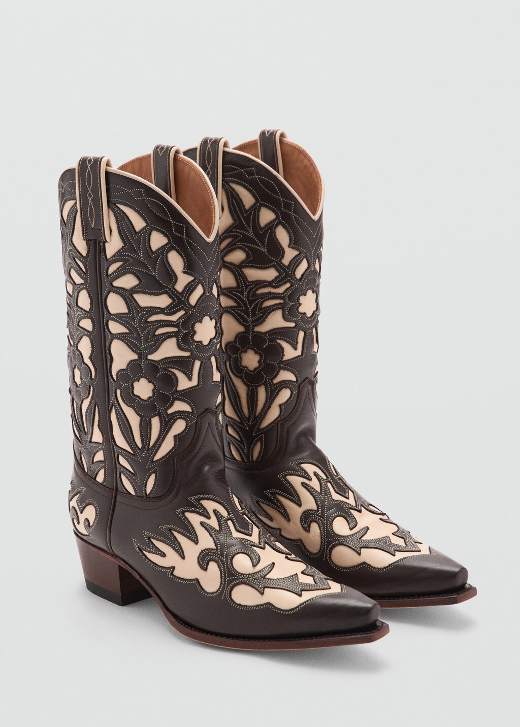 Two-tone leather cowboy boots - Brown