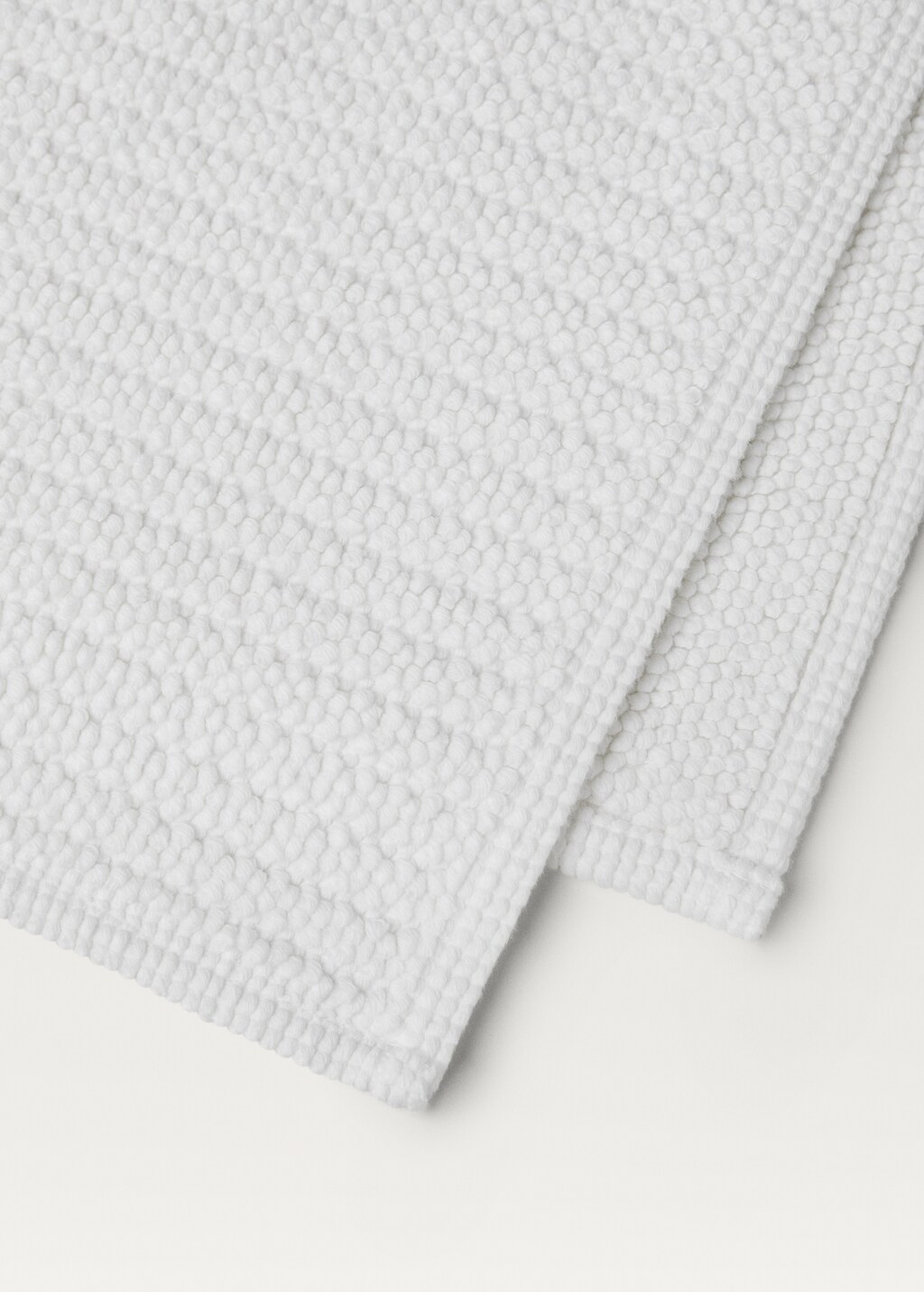 Reversible cotton woven bath mat - White