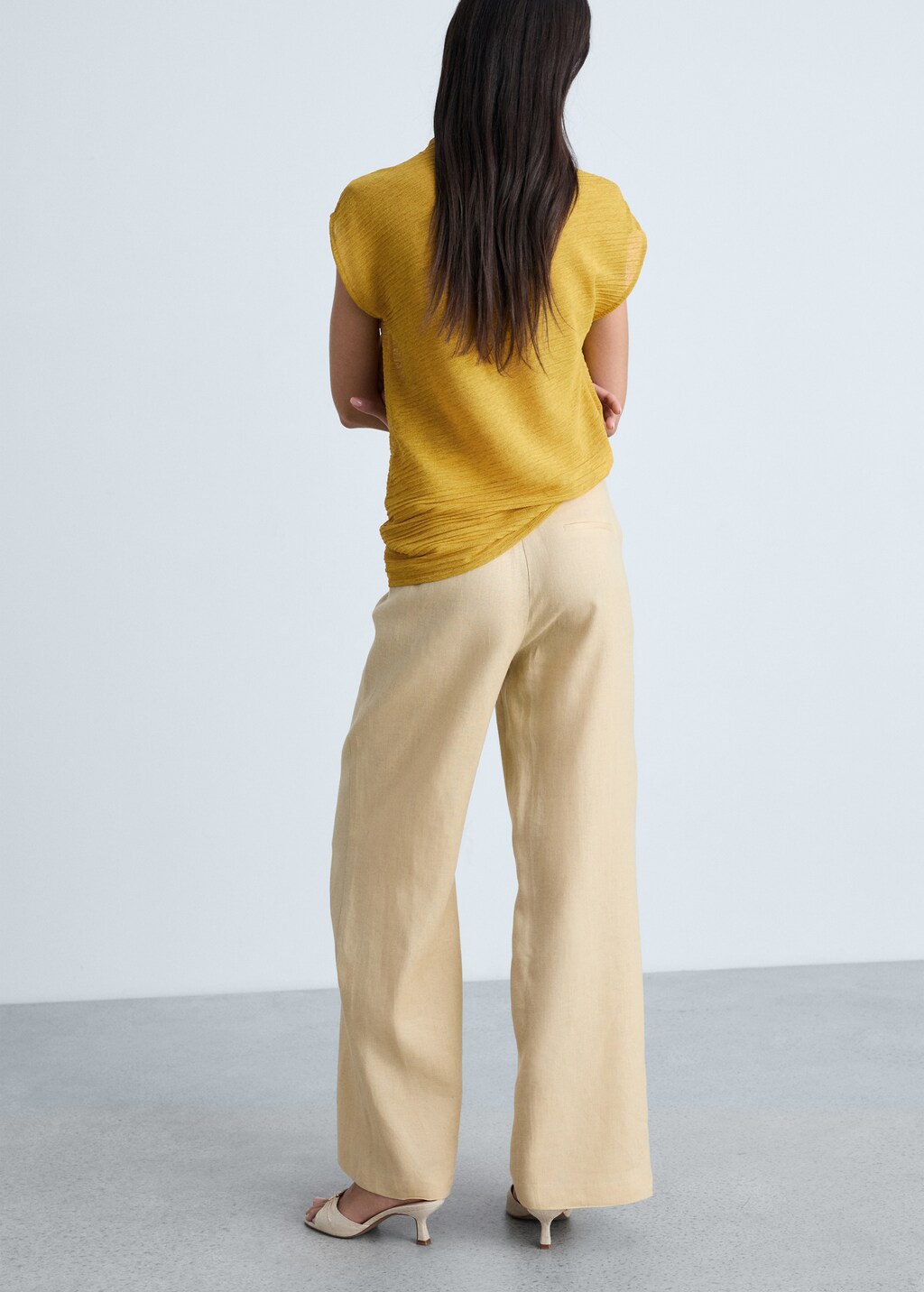 Linen crossover trousers - Sand