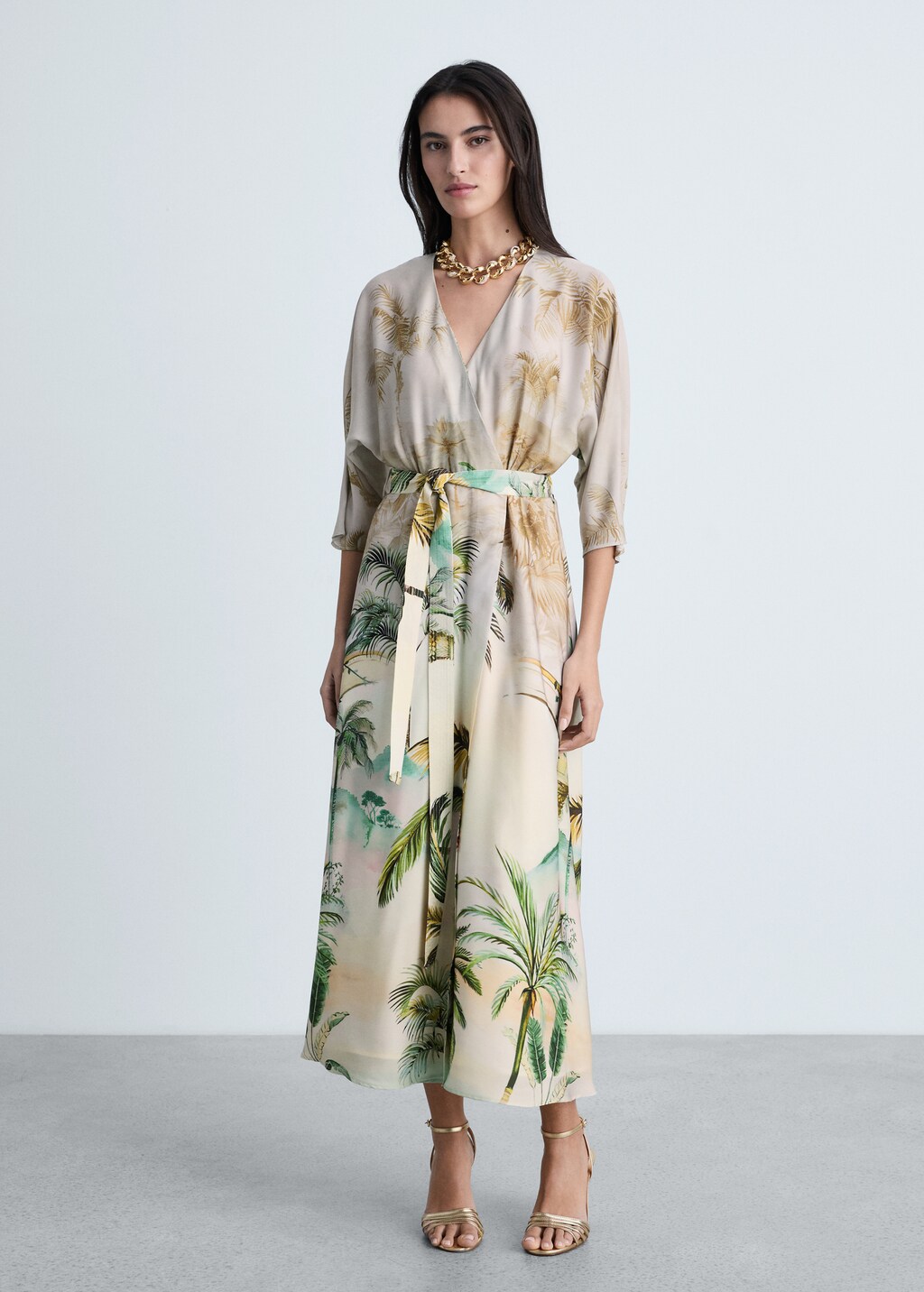Crossover tropical dress - Ecru