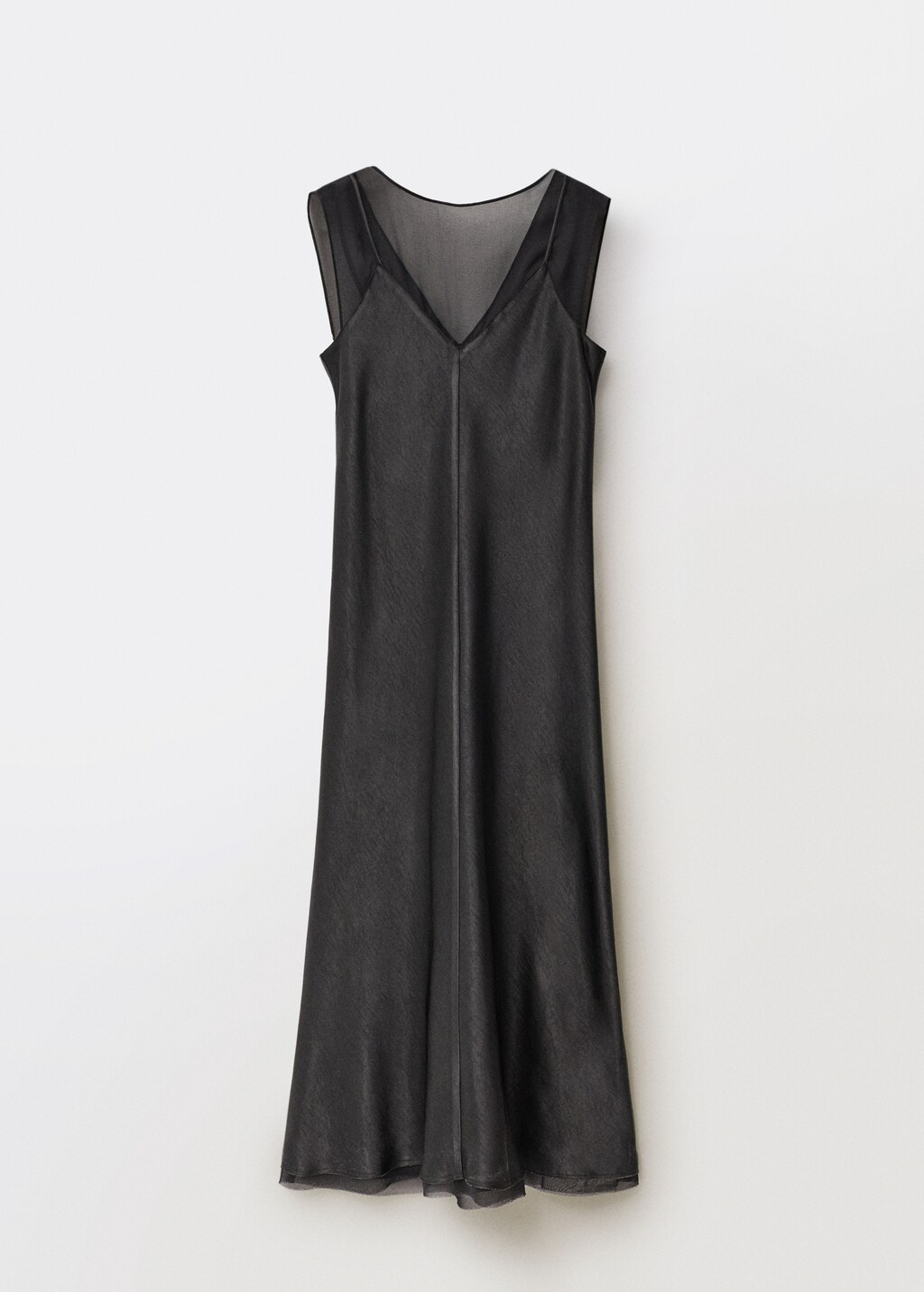 Contrasting satin dress - Black