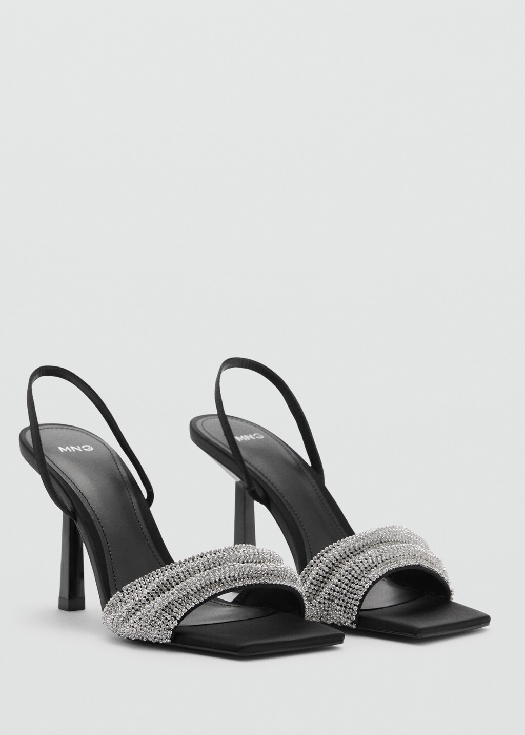 Heeled sandal with strass strap - Black