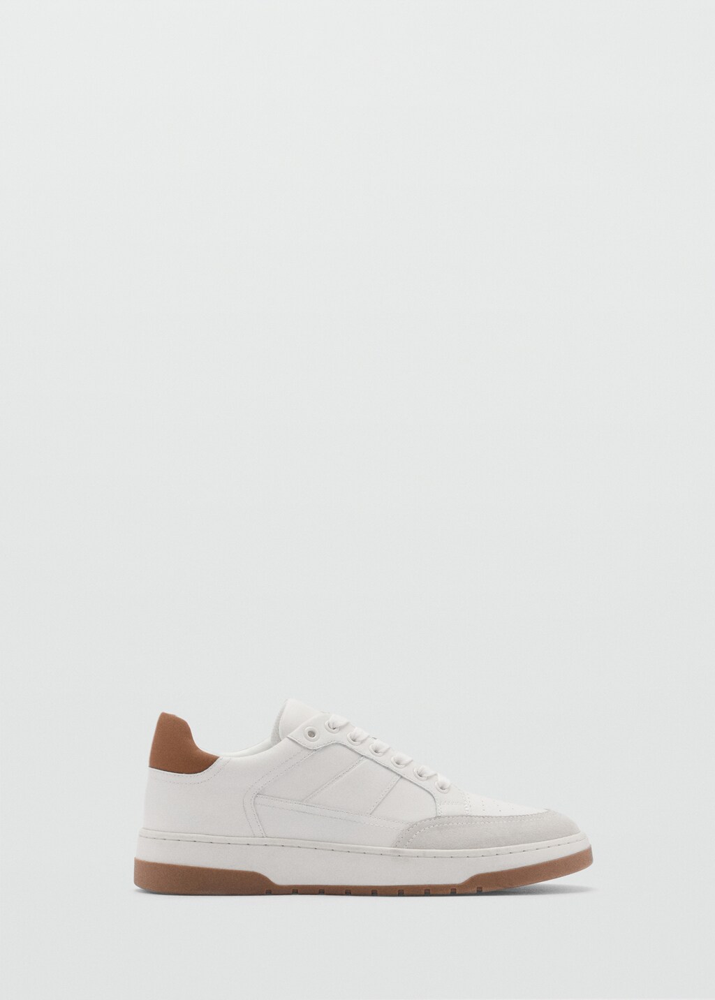 Combined leather trainers - White