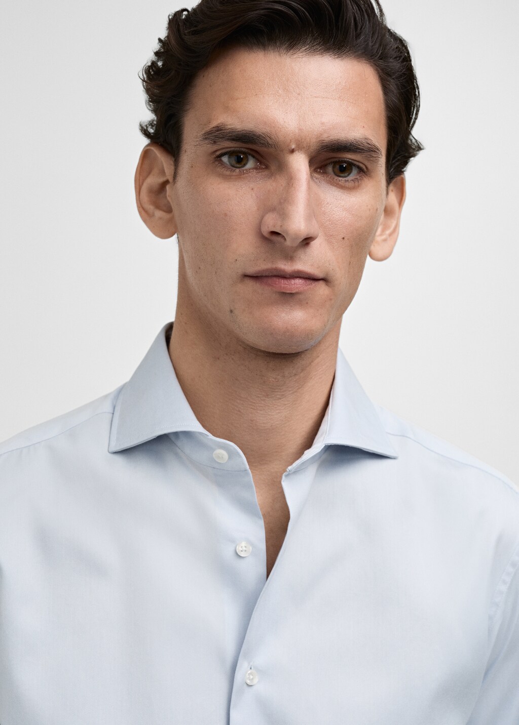 Slim-fit twill fabric suit with shirt cufflinks - White