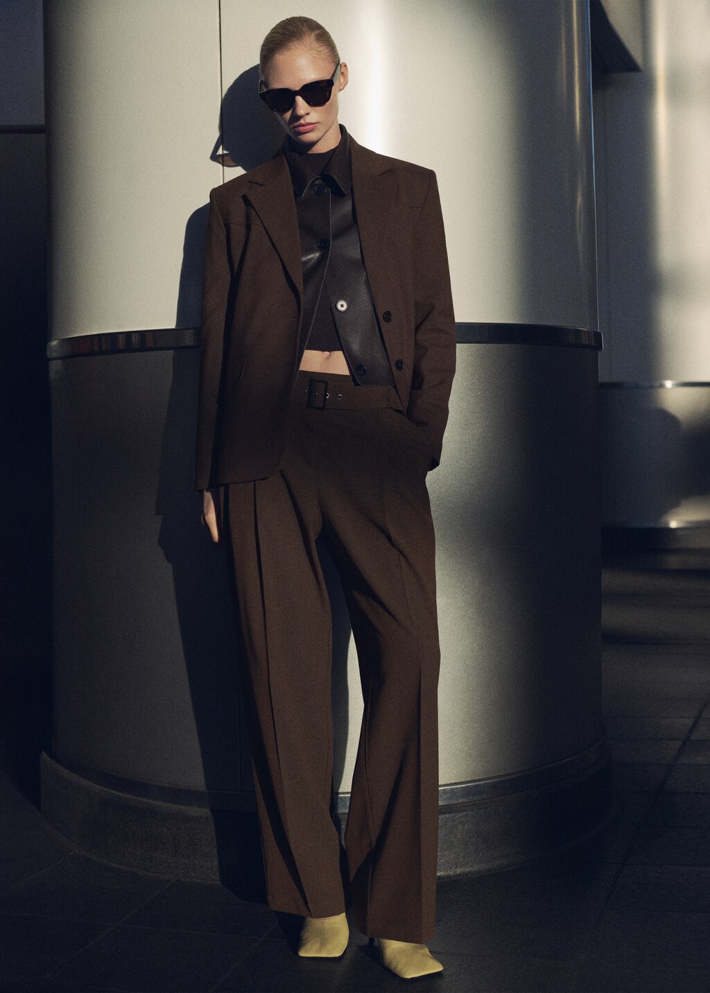 Belt suit trousers - Brown