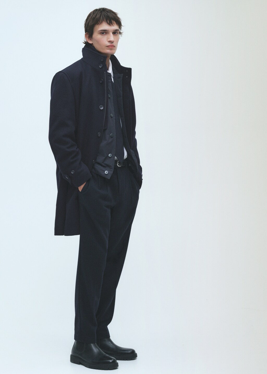 Quilted wool inner coat - Charcoal