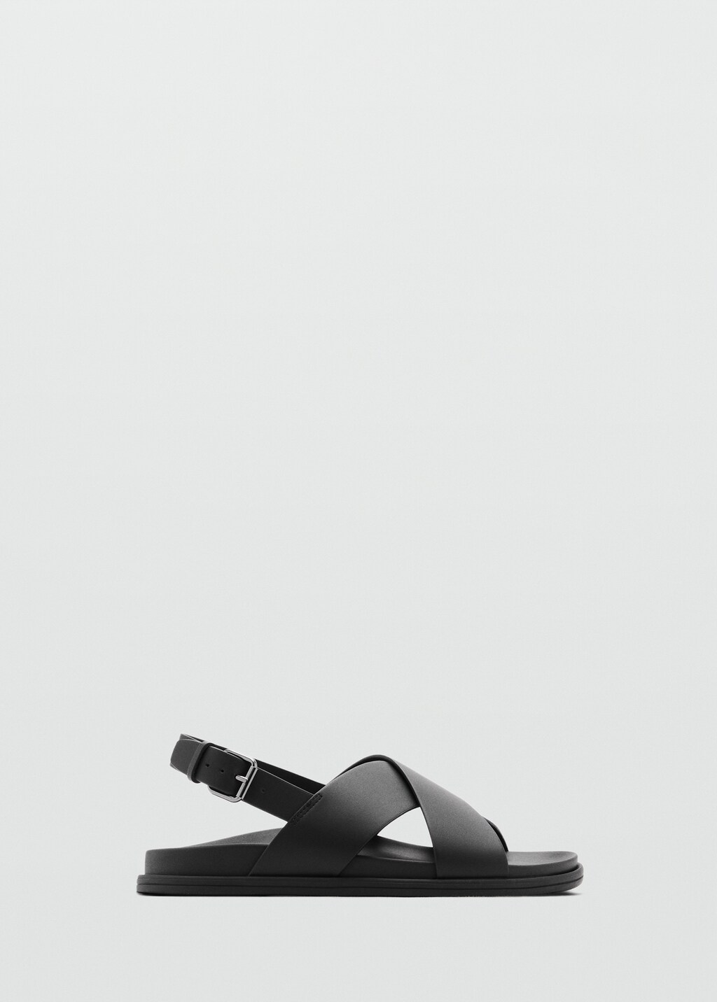 100% leather crossed strap sandal - Black