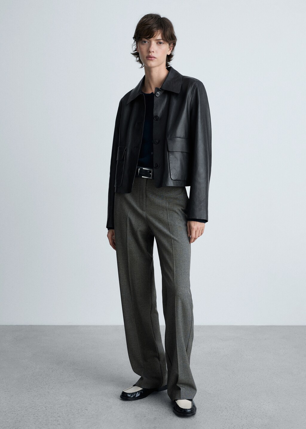 Straight mid-rise trousers - Khaki