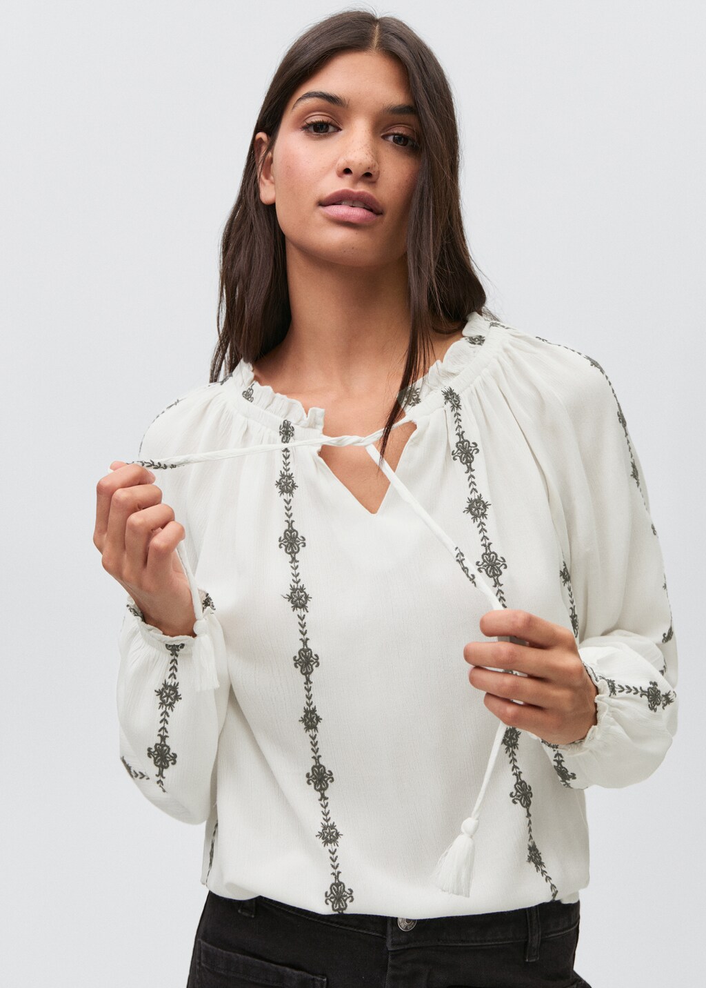 Embroidered oversized blouse - Off White
