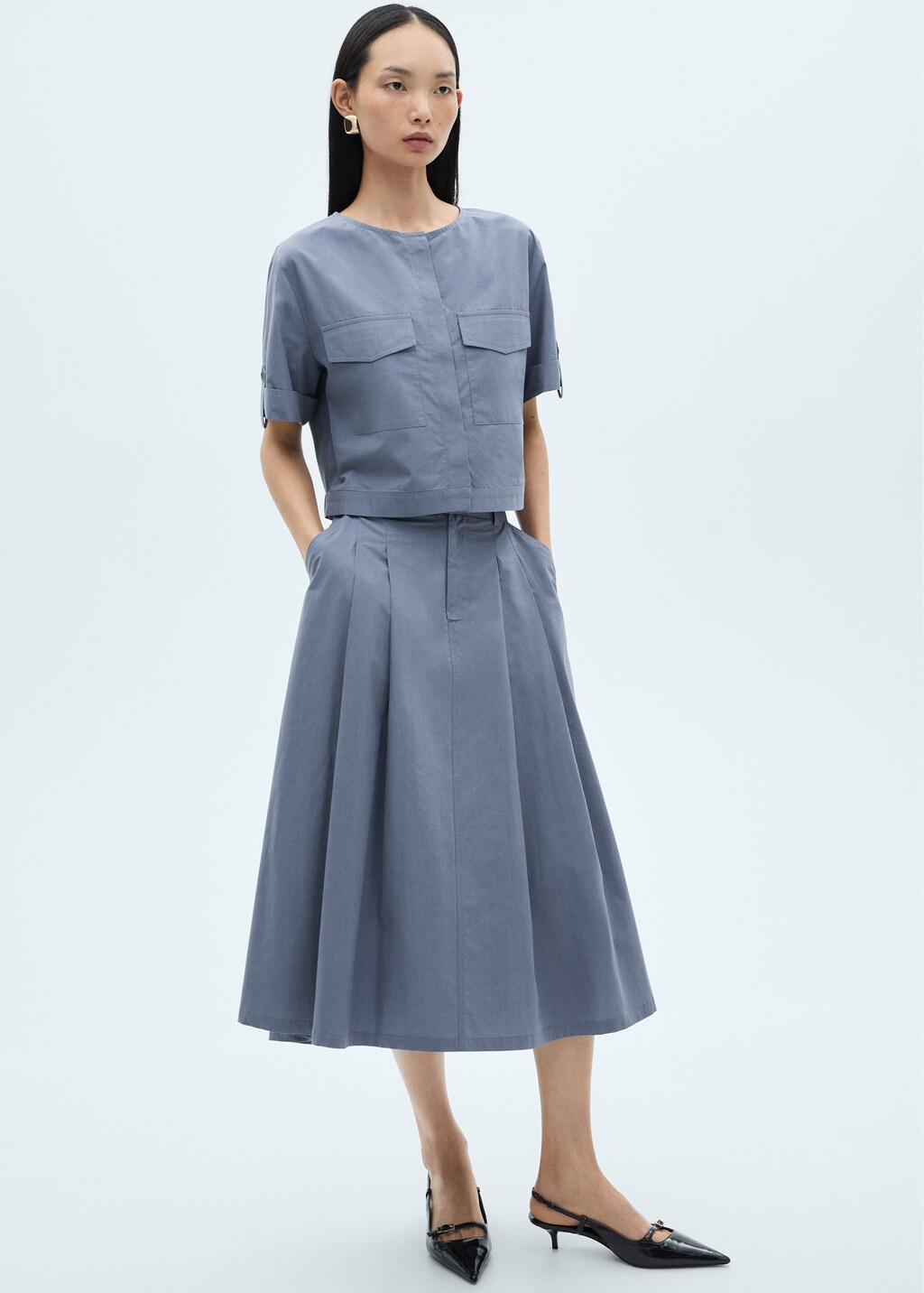 Pleated midi-skirt - Ecru