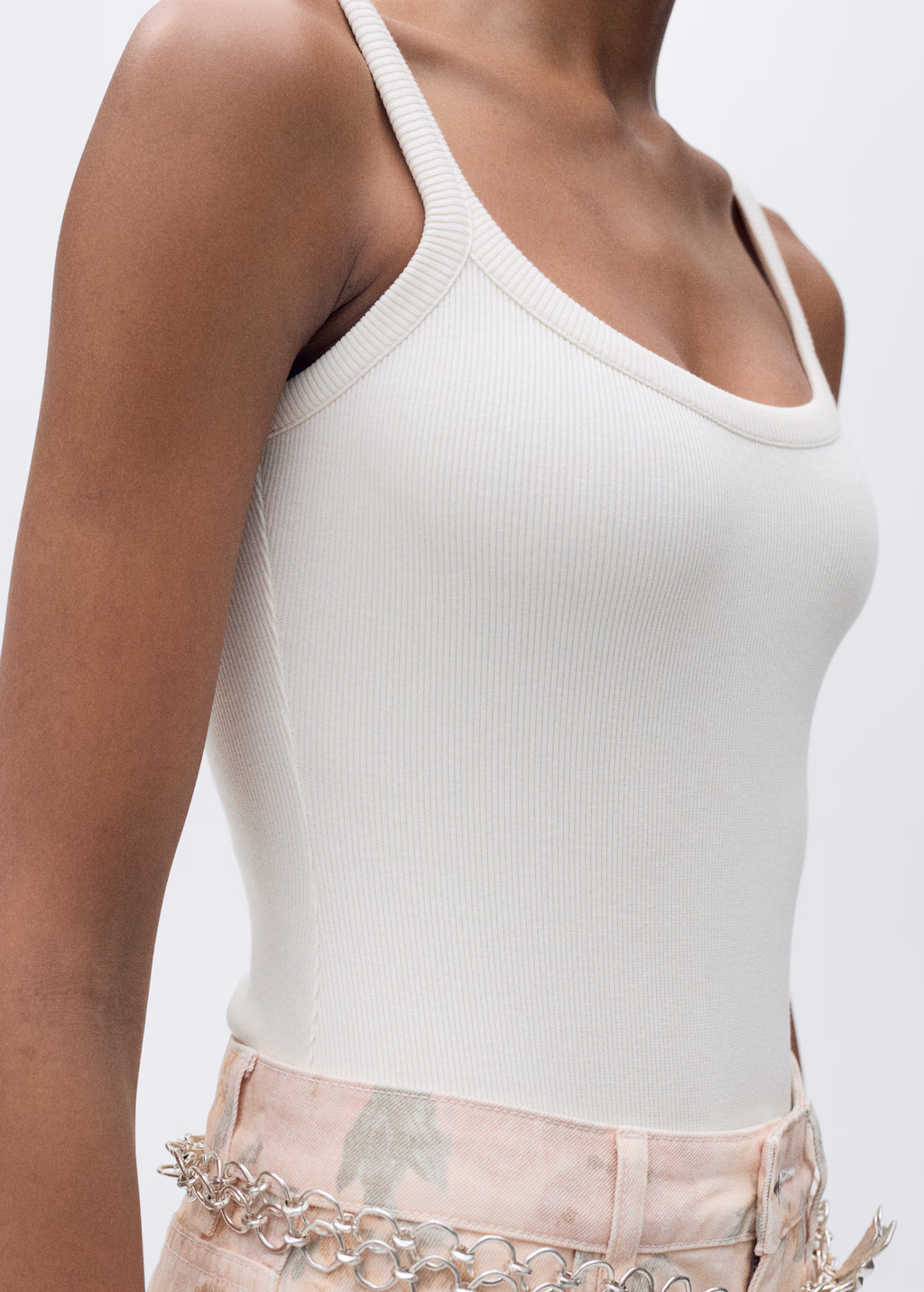 Ribbed cotton bodysuit - Beige
