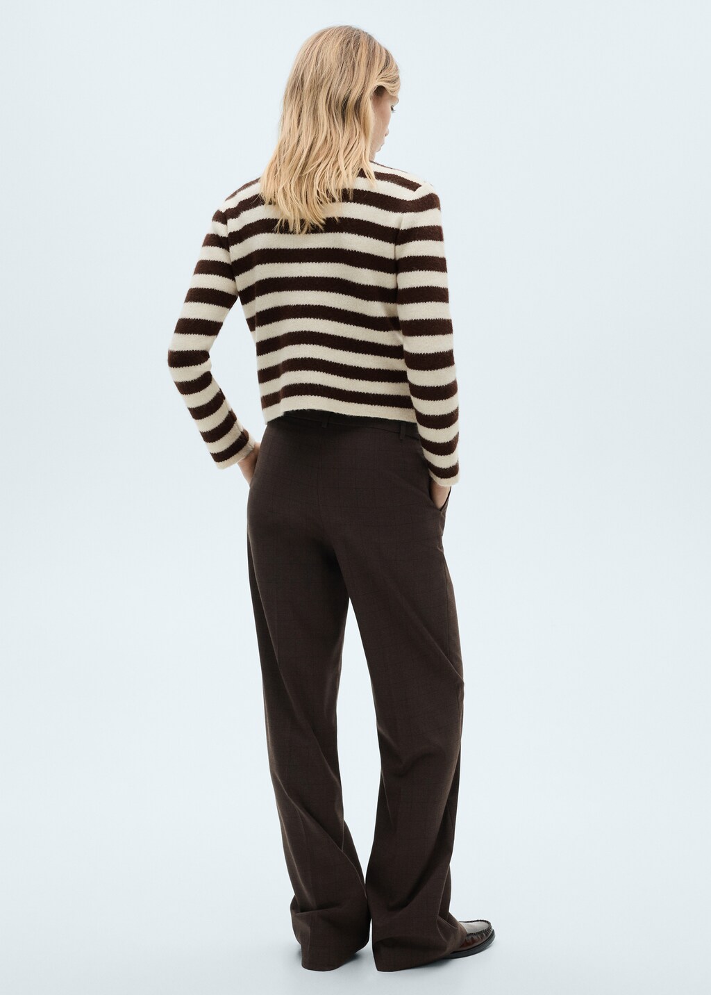 Striped cardigan with buttons - Ecru