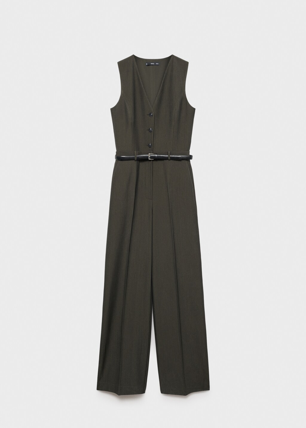 Pinstripe jumpsuit with belt - Billiard Green