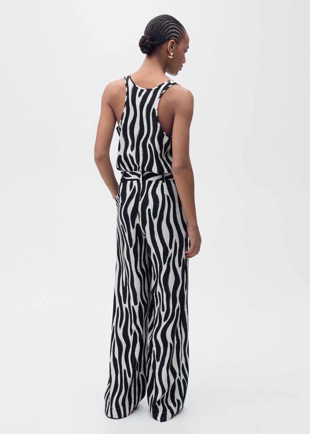 Zebra-print straight-fit trousers - Black