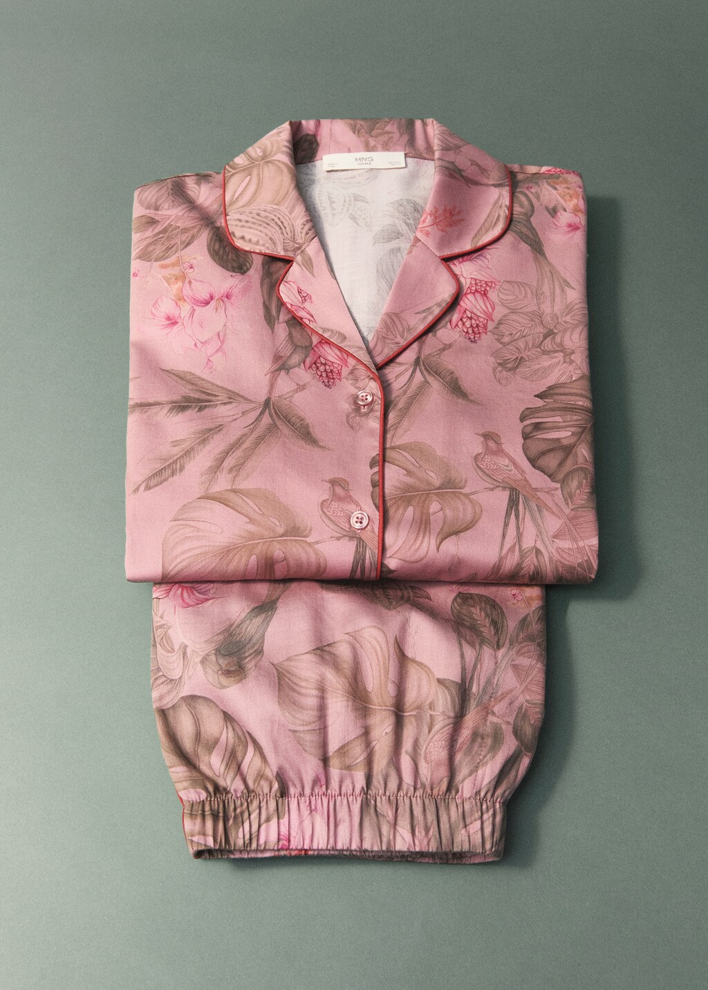 Tropical-print pyjama shirt - Green