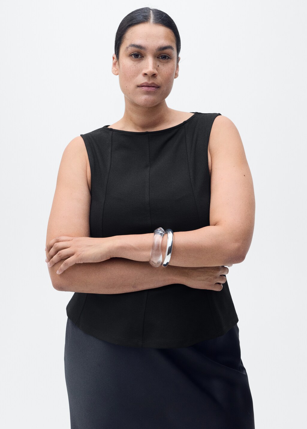 A-line boat-neck top - White