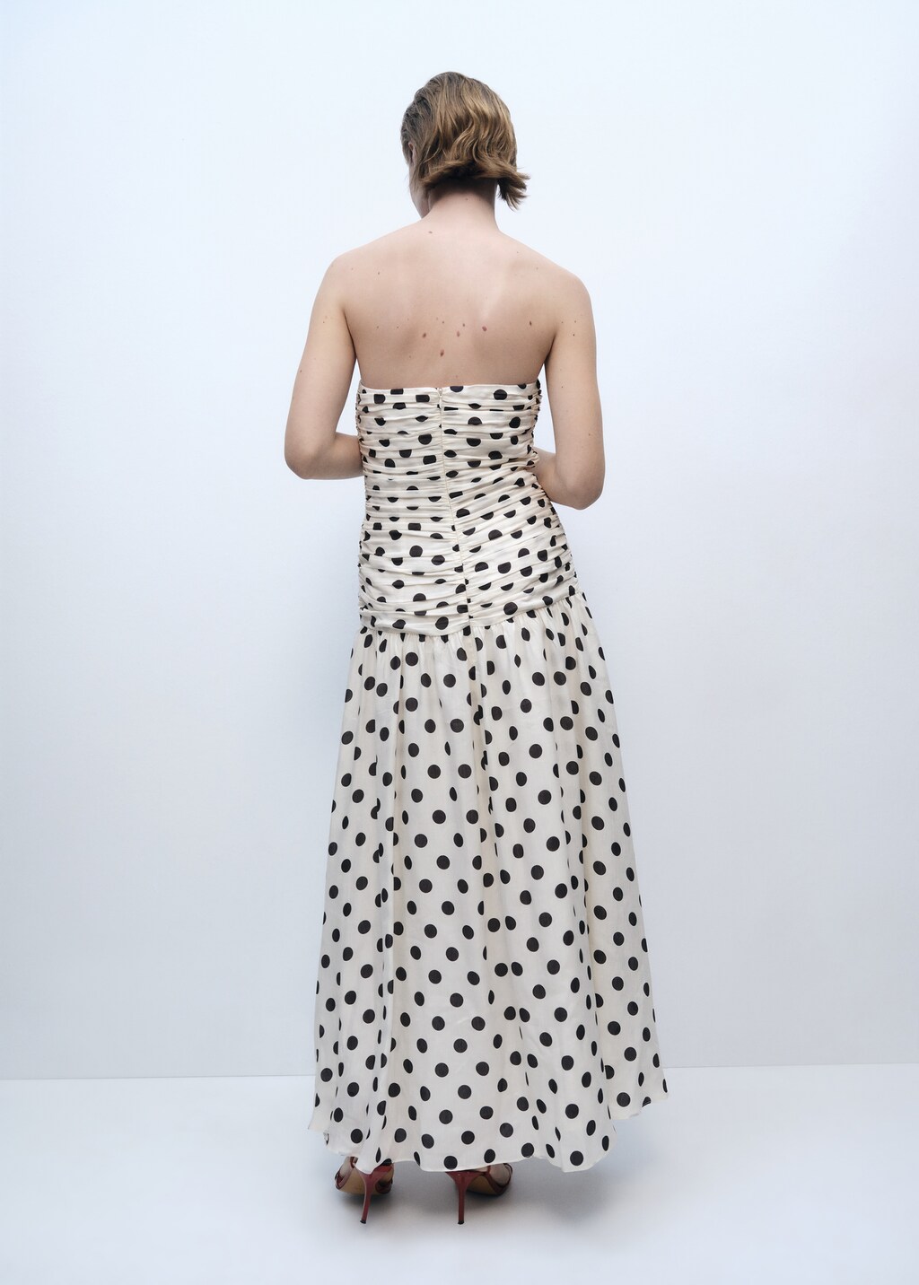 Draped body polka dot dress - Off White