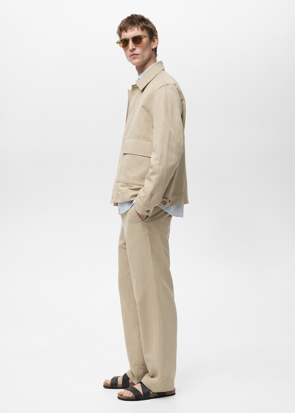 Regular-fit linen trousers - Beige