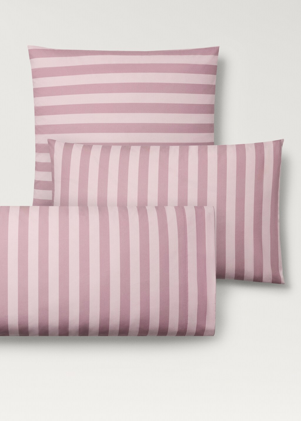 Cotton percale thick-striped children's pillowcase, 50x75 cm - Pink