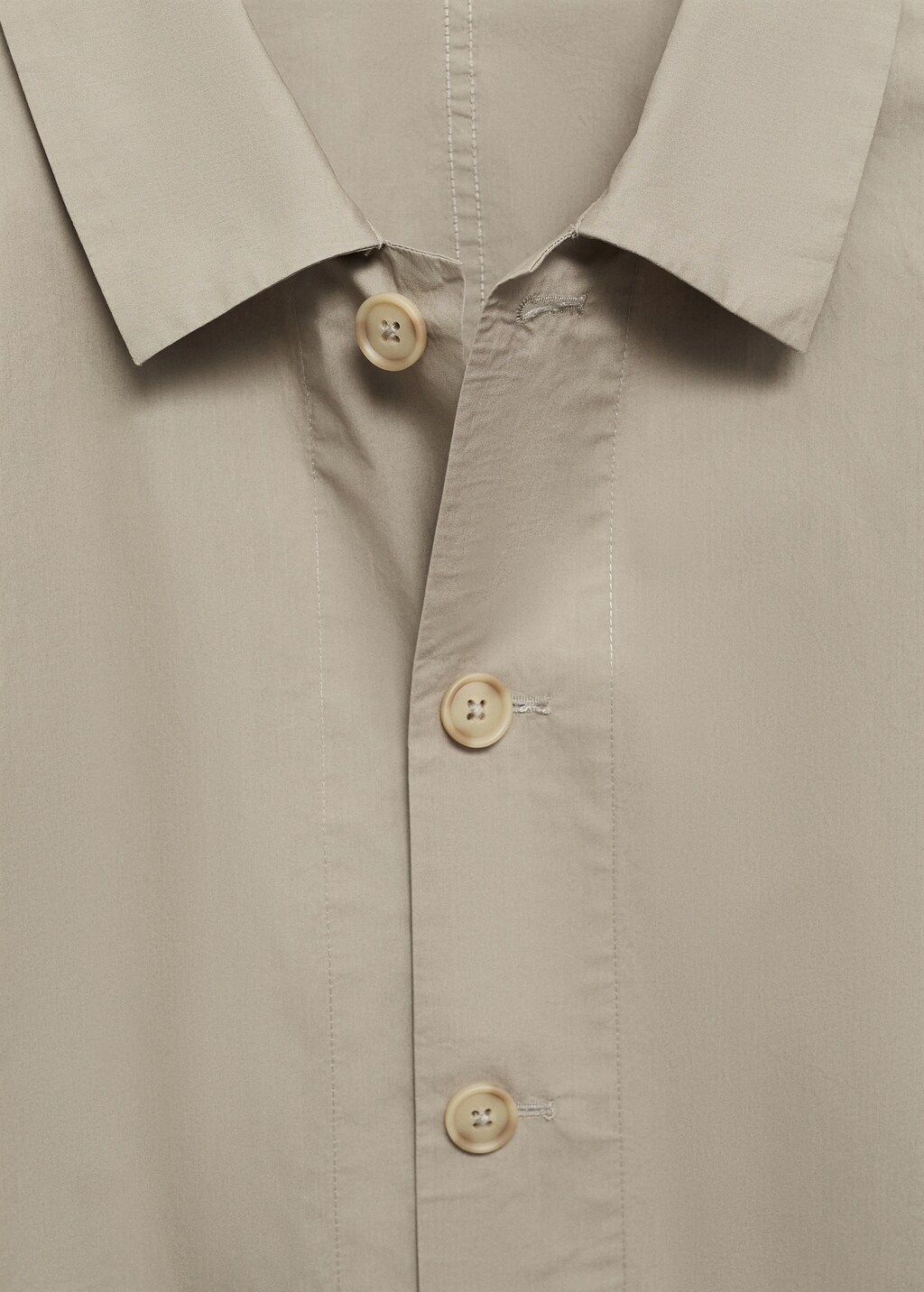 100% cotton poplin overshirt - Khaki