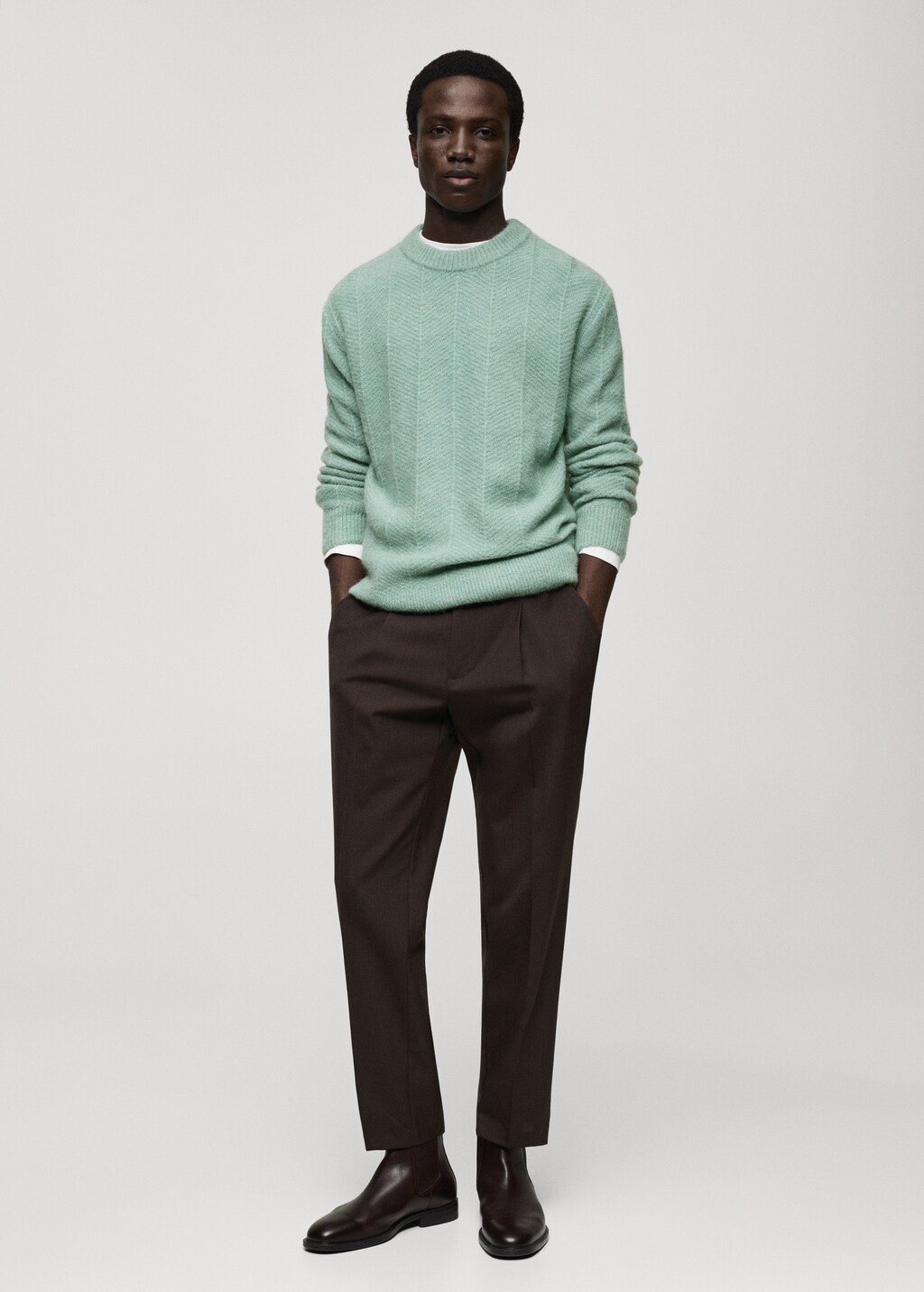 Structured knitted sweater - Aqua Green