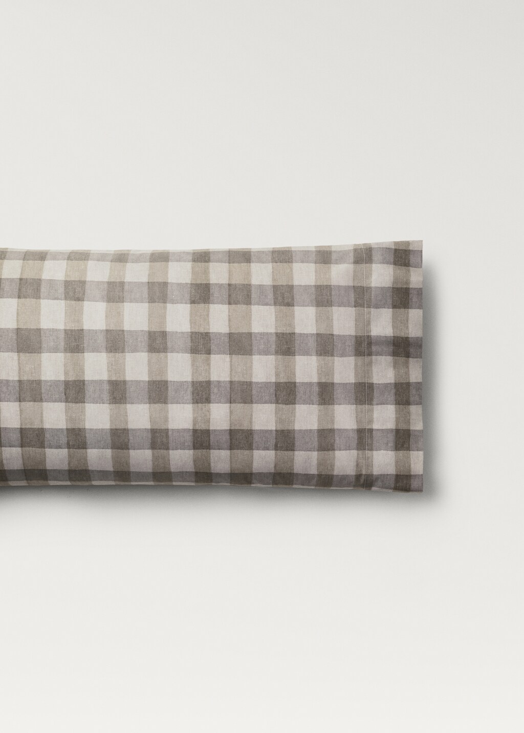 Cotton percale check pillowcase, 45x110 cm - Medium Brown