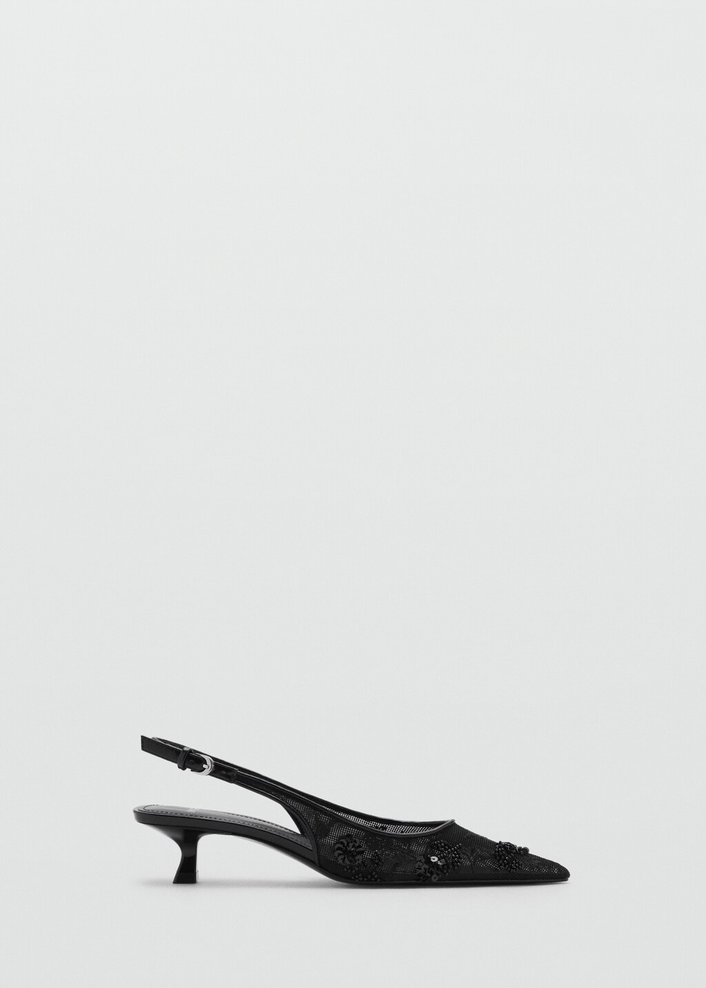 Kitten-heel shoes embroidered with sequins - Black