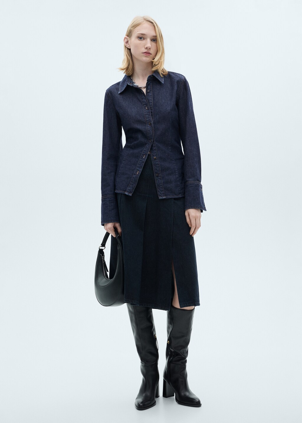 Rinse-wash denim shirt - Open Blue