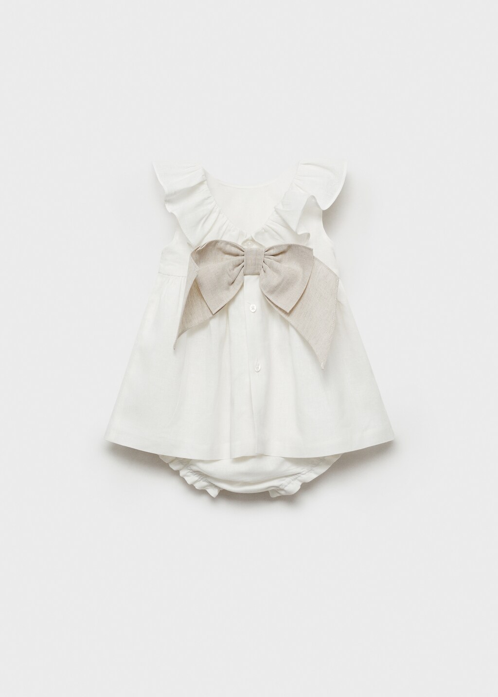 Ruffled cotton frock and dress - Off White