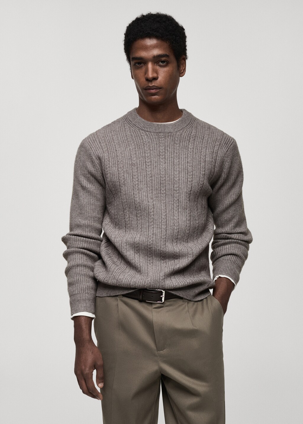Combined knitted sweater - Grey