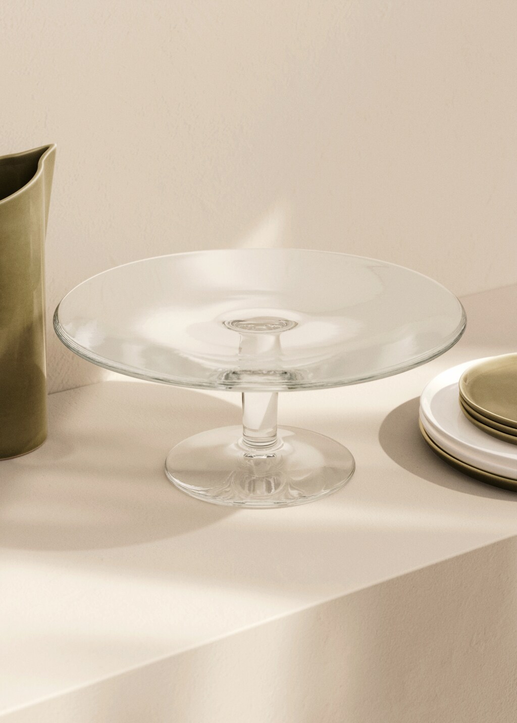 Blown-glass cake dish - Ice Grey