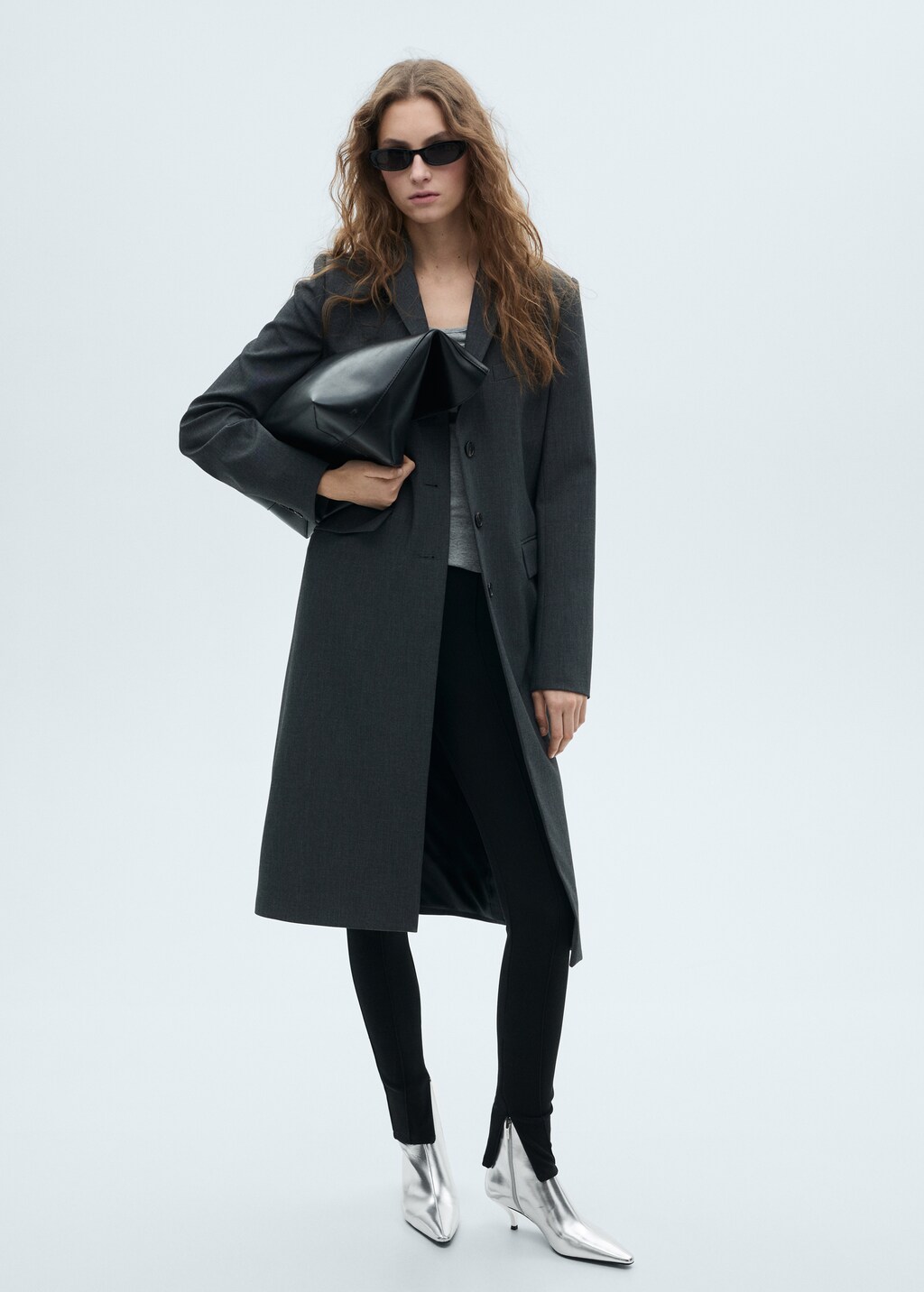 Metallic-effect pointed-toe boots - Silver