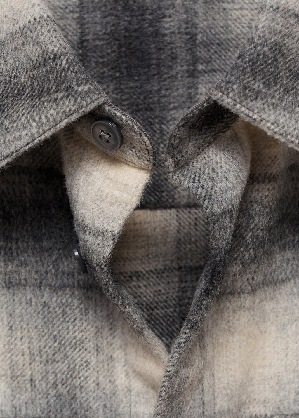 Plaid wool overshirt with pockets - Grey