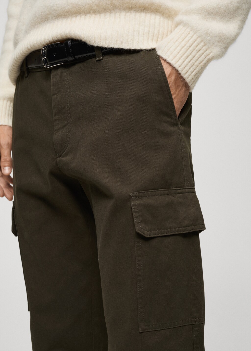 Straight-fit cargo trousers - Khaki