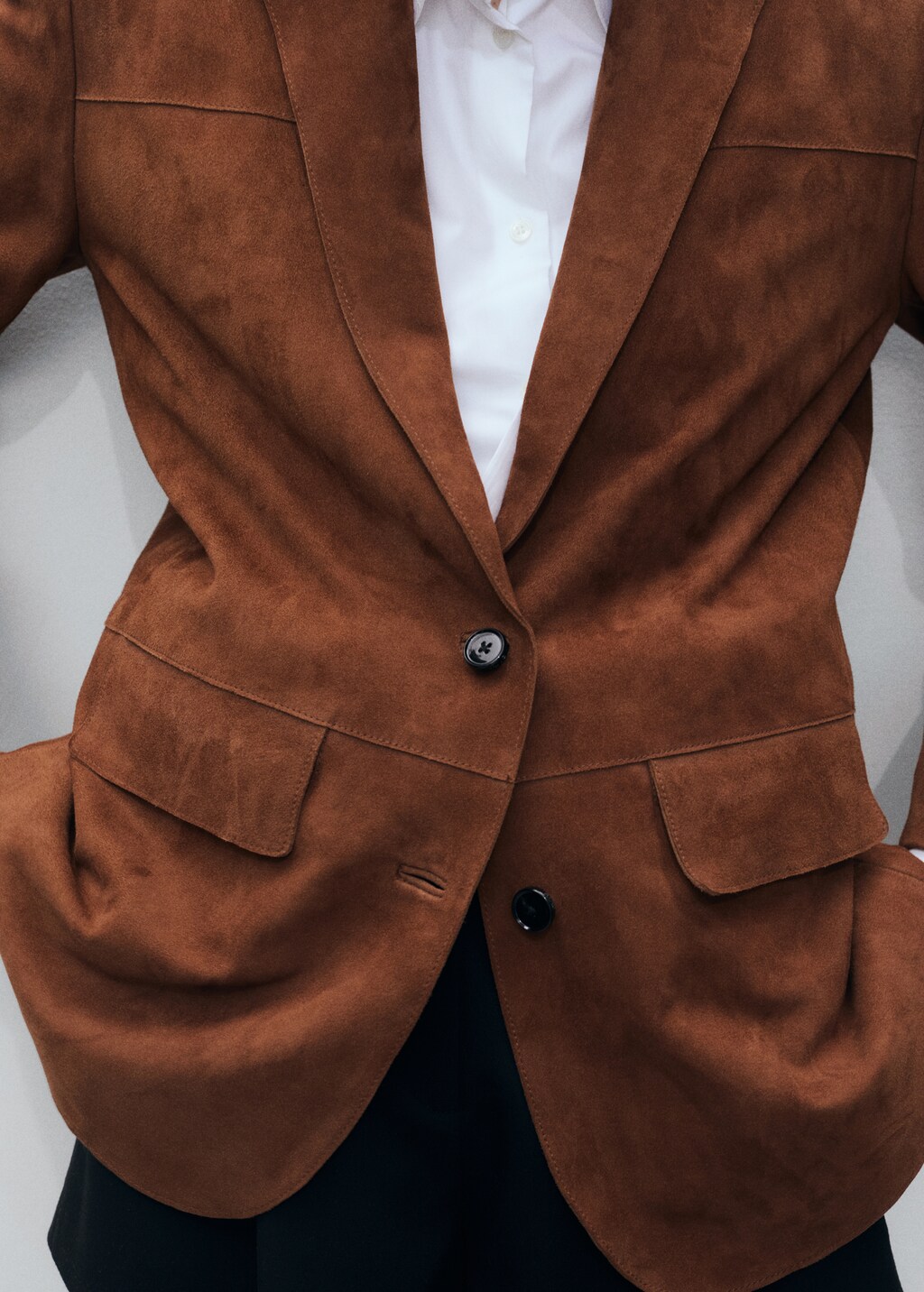 Straight suede jacket - Tobacco Brown