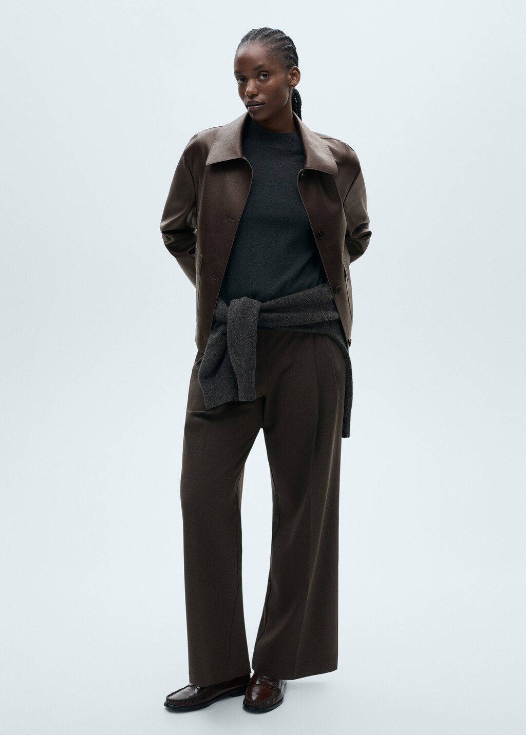 Leather-effect jacket with pockets - Black