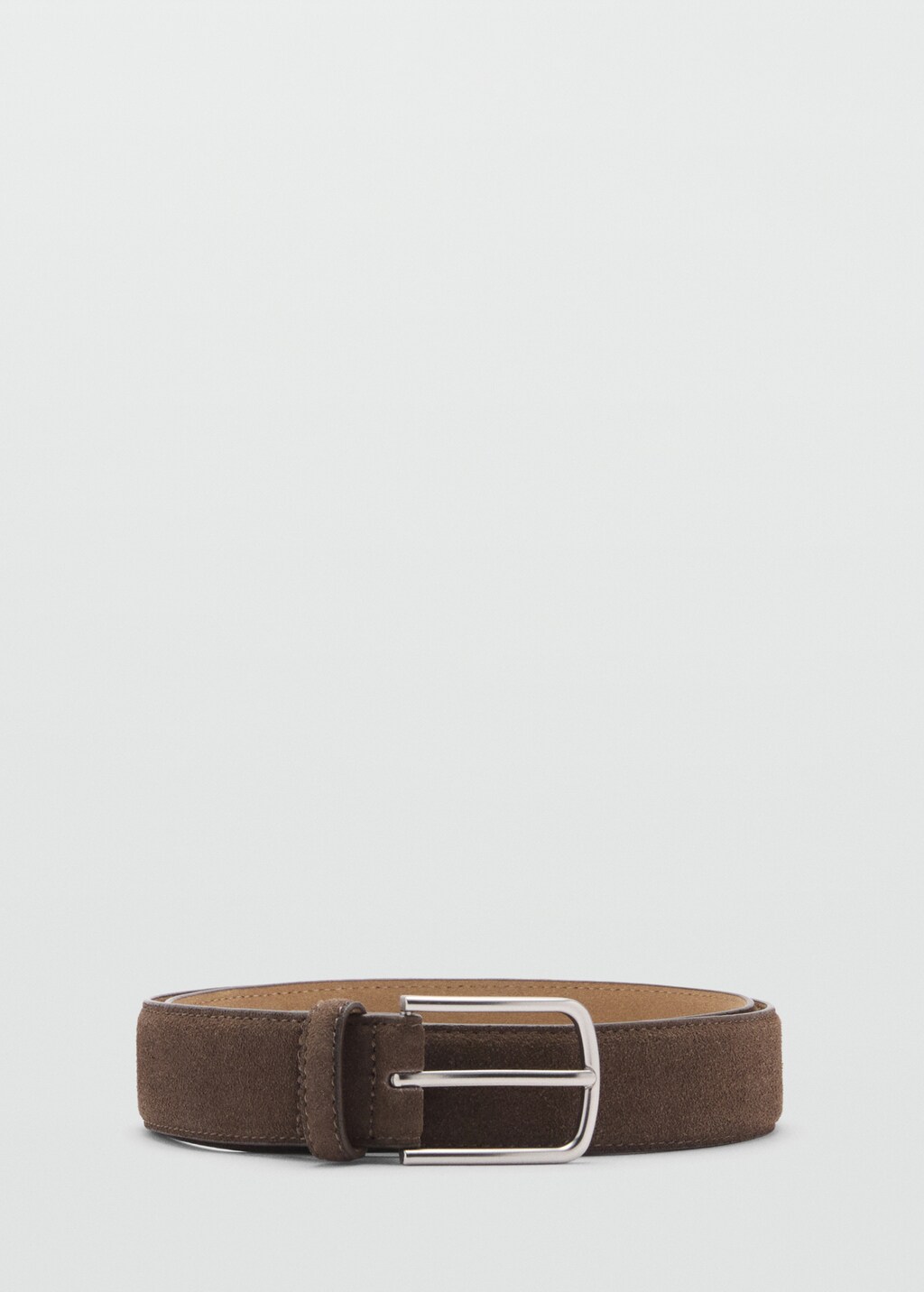 Suede leather belt - Medium Brown