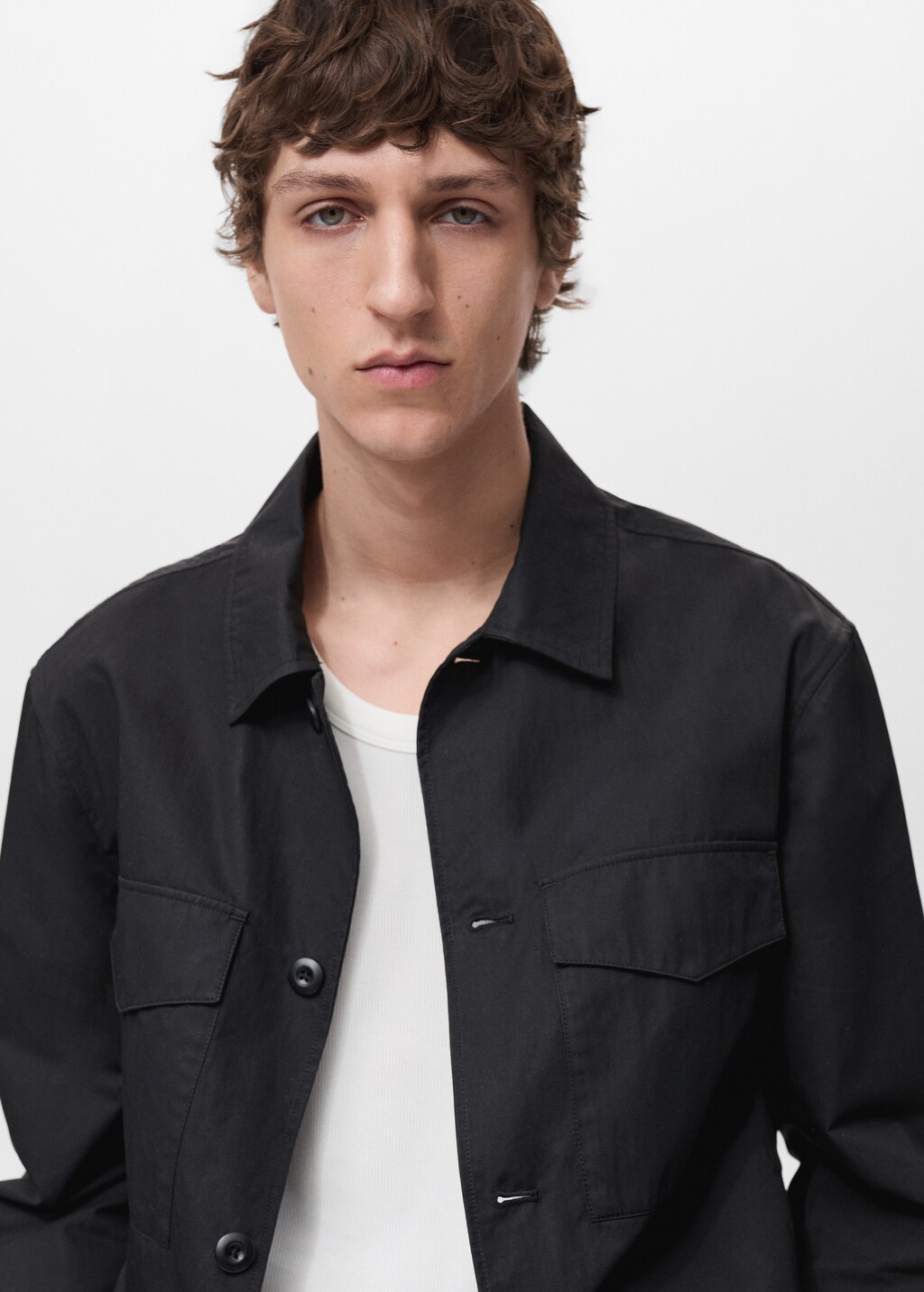 Relaxed-fit cotton overshirt - Black